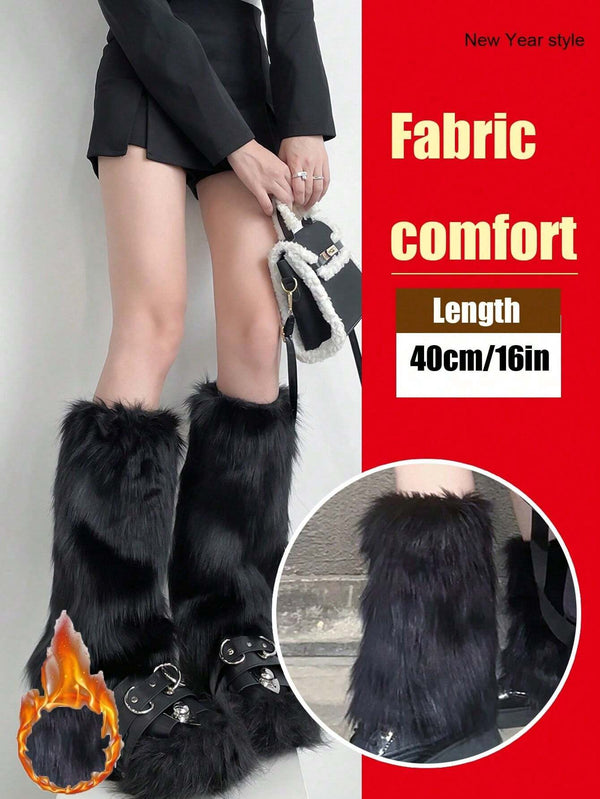 SHEIN Fluffy Leg Fuzzy Leg Warmers