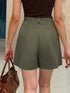 SHEIN Franclia Women's Solid Color Pleated Wide Leg Loose Casual Shorts
