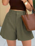 SHEIN Franclia Women's Solid Color Pleated Wide Leg Loose Casual Shorts