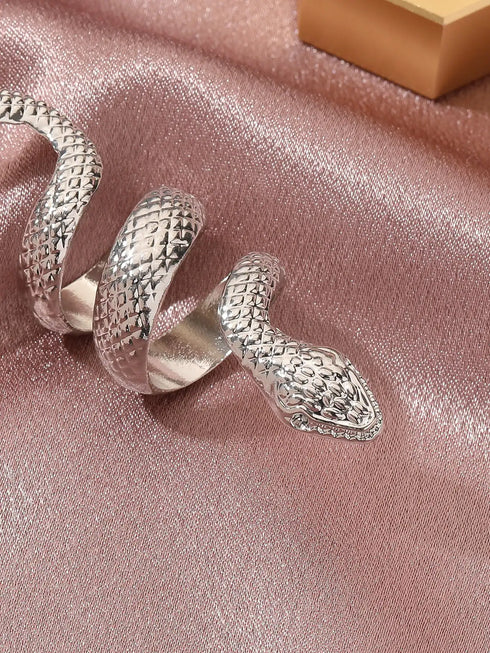 SHEIN Gothic Punk Exaggerated Coiled Snake Ring Suitable For Women's Daily Wear