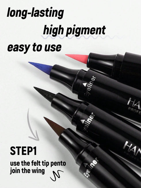 SHEIN HANDAIYAN 2-In-1 Eyeliner, Waterproof Sweat-Proof Long-Lasting Smooth Dual-Head Triangle Stamp Eyeliner, Makeup, Face Painting, Cosmetics