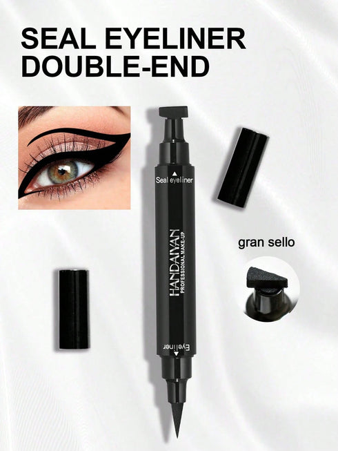 SHEIN HANDAIYAN 2-In-1 Eyeliner, Waterproof Sweat-Proof Long-Lasting Smooth Dual-Head Triangle Stamp Eyeliner, Makeup, Face Painting, Cosmetics