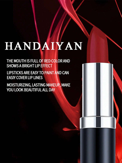 SHEIN HANDAIYAN Matte Moisturizing Lipstick, Velvet Lipstick For Music Festival, Party, Outdoor Travel, Portable, Net Wt. 3.5g Hot Pink