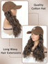 SHEIN Hat Wig Synthetic Adjustable Long Wavy Wig Brown Baseball Cap