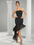 SHEIN Hauture Corset Asymmetric Ruffle Hem Bodycon Midi Dress