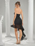 SHEIN Hauture Corset Asymmetric Ruffle Hem Bodycon Midi Dress