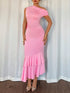 SHEIN Casual Solid Color Slim Fit Cinched Waist Sleeveless Dress