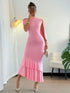 SHEIN Casual Solid Color Slim Fit Cinched Waist Sleeveless Dress