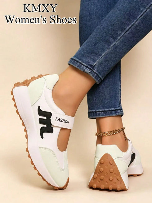 SHEIN KMXY Vintage Thick Sole Sneakers, Thick Upper, Suitable For Running, Women's Footwear