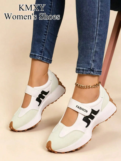 SHEIN KMXY Vintage Thick Sole Sneakers, Thick Upper, Suitable For Running, Women's Footwear