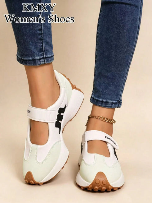 SHEIN KMXY Vintage Thick Sole Sneakers, Thick Upper, Suitable For Running, Women's Footwear