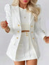 SHEIN Ladies Commuting Lapel Neck Double-Breasted Blazer And Skirt Suit Set
