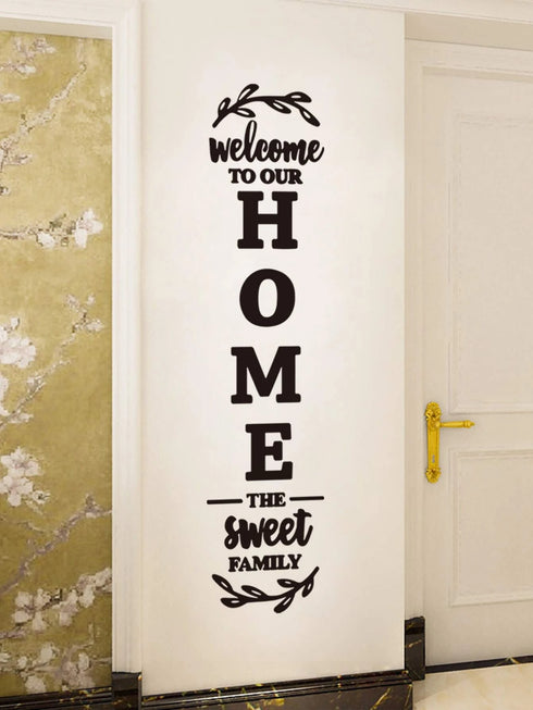 ملصق جداري برسومات حروف SHEIN، ملصق جداري لاصق أسود للمنزل