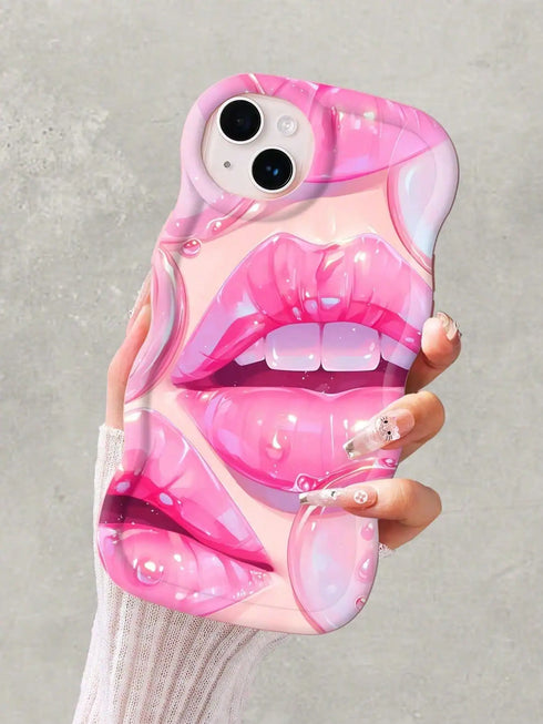 SHEIN Luminous Wavy Sexy Lips Phone Case