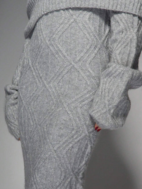 SHEIN Luxurious Off-Shoulder Cable Knit Maxi Sweater Dress