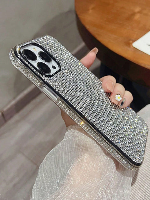 SHEIN Luxury Sparkling Rhinestone Sequins Fashion Phone Case Women's Luxury Rhinestone Embellished Phone Case Compatible With IPhone 