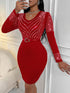 SHEIN Lyxana Women's Bodycon Dress With Rhinestone Decor For New Year Clothes
