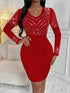 SHEIN Lyxana Women's Bodycon Dress With Rhinestone Decor For New Year Clothes