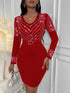 SHEIN Lyxana Women's Bodycon Dress With Rhinestone Decor For New Year Clothes