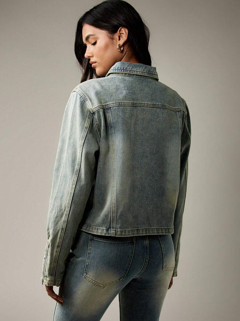 MISSGUIDED Vintage Style Denim Trucker Jacket