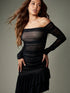 SHEIN MISSGUIDED Women Mesh Long Sleeve Bodycon Asymmetric Dress