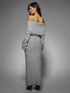 SHEIN MISSGUIDED Luxurious Off-Shoulder Cable Knit Maxi Sweater Dress