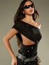 SHEIN MISSGUIDED Off Shoulder Evening Gown Studded Bardot Cut Out Waist Long Dress Crystal