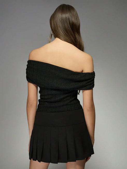 SHEIN MISSGUIDED Off Shoulder Ruched Crop Top
