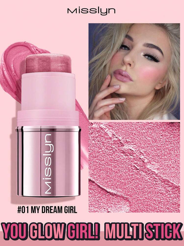 Misslyn You Glow Girl! Multi Stick with product and model image on pink background