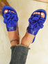 SHEIN Women's Round Toe Flat Sandals With 3D Flower Decor, Open Toe Slip-On