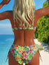 SHEIN wim Vcay Tropical Floral Print Spaghetti Strap Ruched Bust Bandeau Bikini