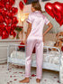 SHEIN LuxeNights Striped Print Contrast Binding Satin PJ Set / Pajama Set