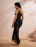 Swim Oasis 2pcs Women Summer Sequin Leaf Print One-Piece Swimsuit & Mesh Skirt Set, Slimming