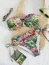 SHEIN wim Vcay Tropical Floral Print Spaghetti Strap Ruched Bust Bandeau Bikini