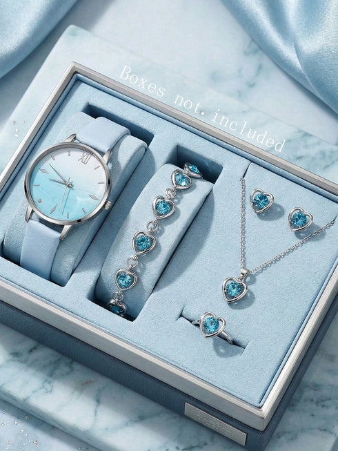 SHEIN 1pc Ladies Watch Rhinestone Decor Quartz Watch & 1pc Bracelet Holiday