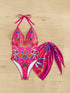 SHEIN Swim Vcay 2pcs/Set 2025 Exclusive Pink And Orange Floral