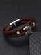 SHEIN Men's Bracelet - Vintage Personalized Eagle Head Leather Braided