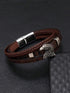 SHEIN Men's Bracelet - Vintage Personalized Eagle Head Leather Braided