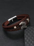 SHEIN Men's Bracelet - Vintage Personalized Eagle Head Leather Braided