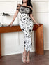 SHEIN Elegant Floral Print Mesh Decor Dress