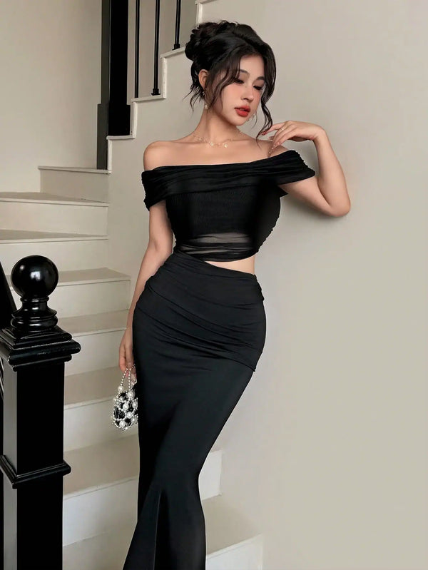 SHEIN Modelyn Women Long Solid Color Dress