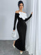 SHEIN Elegant Off Shoulder Floral Embellished Bodycon Dress