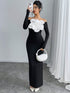 SHEIN Elegant Off Shoulder Floral Embellished Bodycon Dress