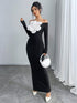 SHEIN Elegant Off Shoulder Floral Embellished Bodycon Dress