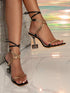 SHEIN New Fashion Crystal High Heels Sandals For Women, Sexy Lace-Up Strappy Dress Shoes,Spring Summer Outfits