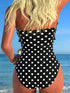 SHEIN New Fashionable Sexy Elegant Striped Lace Ruffle Bust Bow Detachable Strap One-Piece Swimsuit For Beach, Pool Party, Vacation Summer, Vacationcore