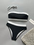 SHEIN New Fashionable Sexy Solid Color Detachable Strap Strapless Bikini Swimwear For Women, Suitable For Beach, Pool Party, Vacation Summer