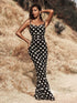 SHEIN Opulessa Women's Casual Knitted Mesh Classic Polka Dot Print Bodycon Fishtail Dress