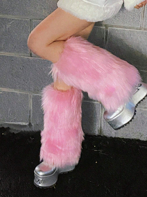 Pair Plush Leg Warmers For Y2k