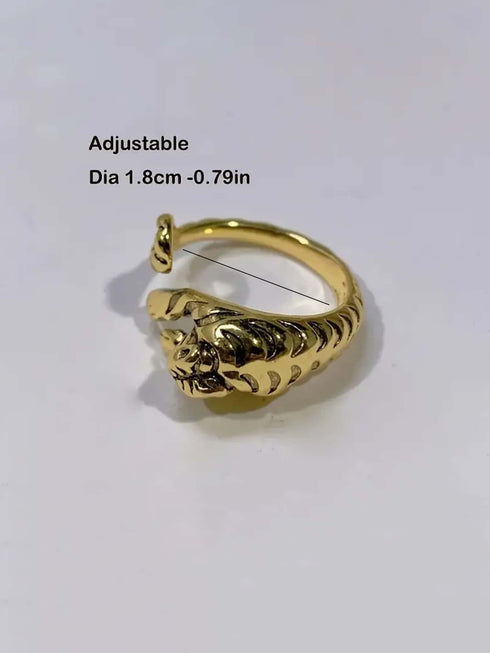 SHEIN Personality Vintage Ring Men's Creativity Tiger Head Ring